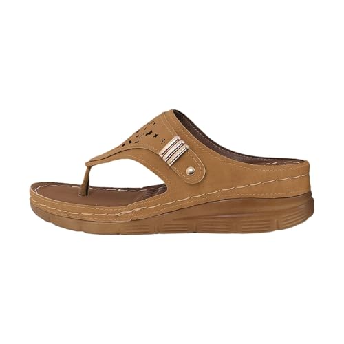Flip-Flops für Damen, hohl, lässige Hausschuhe, schräge Unterseite, Sandalen, Zehensteg-Sandalen, Damen, Größe 38, Orange, 38.5 EU Flip-Flops für Damen, hohl, lässige Hausschuhe, schräge Unterseite, Sandalen, Zehensteg-Sandalen, Damen, Größe 38, Orange, 38.5 EU von Generisch
