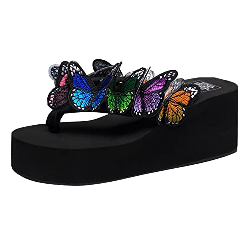 Flip-Flops für Damen und Mädchen, Schmetterlingskeile, Sandalen, Hausschuhe, Strandschuhe, Damen-Flip-Flops mit Schleife, Schwarz , 37.5 EU Flip-Flops für Damen und Mädchen, Schmetterlingskeile, Sandalen, Hausschuhe, Strandschuhe, Damen-Flip-Flops mit Schleife, Schwarz , 37.5 EU von Generisch