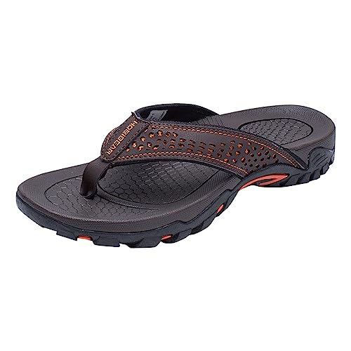 Flip On Zehentrenner Badelatschen Strandschuhe Herren-Flip-Flop-Tanga-Sandalen für den Innen- und Außenbereich, Strandschuhe Sommer Badelatschen Outdoor Rutschfeste Sandalen (Coffee, 48) von Generisch