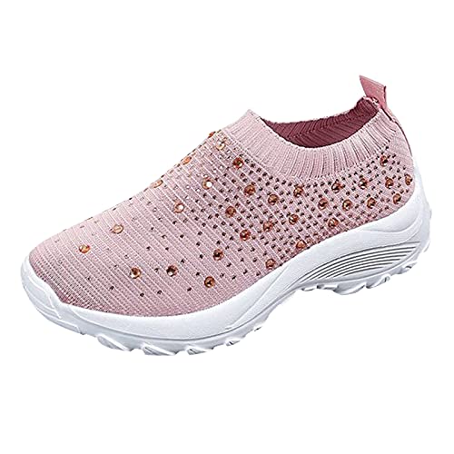 Flying Mesh atmungsaktive Sportschuhe für Damen und Damen, Sommerschuhe, gewebte Damen-Sportschuhe, breit, rose, 38.5 EU von Generisch