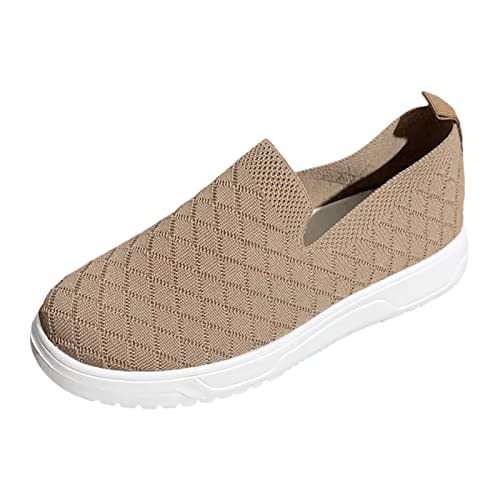 Freizeit Damen Slip On Reise Weiche Sohle Bequeme Schuhe Outdoor Mesh Laufen Mode Sport Atmungsaktive Schuhe Frauen Sommer, khaki, 39 EU von Generisch