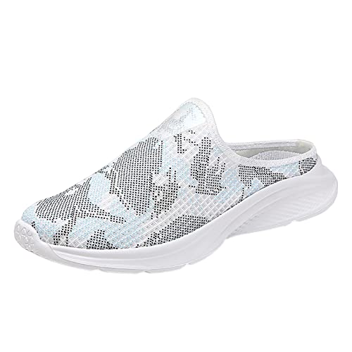 Freizeit Damen Slip On Reise Weiche Sohle Bequeme Schuhe Outdoor Nachtleuchtend Mesh Laufen Mode Camouflage Sport Atmungsaktive Schuhe Mädchen Casual Schuh Größe 1, blau, 38 EU von Generisch