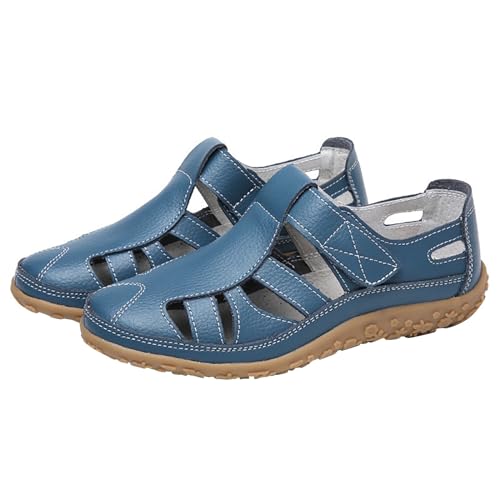 Freizeitschuhe für Damen, reine Farbe, Lederschuhe, Keilabsatz, Sandalen, ausgehöhlte Sandalen, rutschfest, bequem, geschmeidig, atmungsaktiv, Sommer, Strand, Sport und Outdoor-Passform, lässige von Generisch