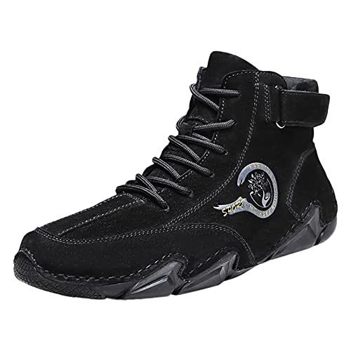 Frühlings- -Herren-Lederschuhe Korean High Top Short Boots Shoe Response Herren Schuhe,Geeignet für Spaziergänge im Freien den Alltag im Sommer,Geeignet zum Joggen, Waten,an regnerischen (Black, 43) von Generisch