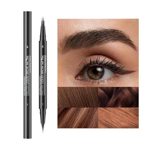 Gebogener Augenbrauenstift | Doppelendiger Augenbrauenstift mit Pinsel, wasserfestes, nicht verschmierendes Augen-Make-up, Augenbrauen-Konturstift mit 2-Gabel-Spitze und präziser flüssiger Braue Gebogener Augenbrauenstift | Doppelendiger Augenbrauenstift mit Pinsel, wasserfestes, nicht verschmierendes Augen-Make-up, Augenbrauen-Konturstift mit 2-Gabel-Spitze und präziser flüssiger Braue von Generisch
