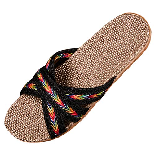 Gehäkelte Sandalen für Damen, überkreuzte Riemen, Leinen, Hausschuhe, flache Hausschuhe, Unisex, Espadrilles-Sandalen, offener Zehenbereich und Singback-Sandale, ausgehöhlter Schuh, bequeme Gehäkelte Sandalen für Damen, überkreuzte Riemen, Leinen, Hausschuhe, flache Hausschuhe, Unisex, Espadrilles-Sandalen, offener Zehenbereich und Singback-Sandale, ausgehöhlter Schuh, bequeme von Generisch
