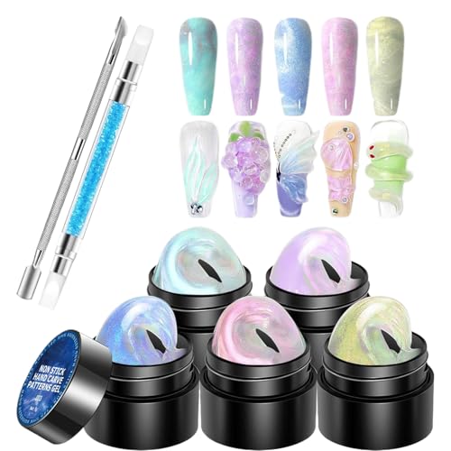 Gel für Nagelskulpturen – 5-Farben-Erweiterungscreme für Nageldesigns | 3D-Nagel-Skulptur-Gel, Anti-Shake-Werkzeug-Set Gel für Nagelskulpturen – 5-Farben-Erweiterungscreme für Nageldesigns | 3D-Nagel-Skulptur-Gel, Anti-Shake-Werkzeug-Set von Generisch