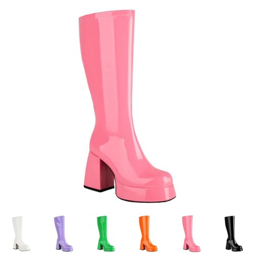 Generico Hohe Stiefel für Damen mit Absatz Texani Winter Stiefeletten Spitze Camperos Texani Damen Boots Reißverschluss Elastische Stiefel Damen Curvy Cowboystiefel Cowgirl Mittelabsatz Stiefel, Rosa, Generico Hohe Stiefel für Damen mit Absatz Texani Winter Stiefeletten Spitze Camperos Texani Damen Boots Reißverschluss Elastische Stiefel Damen Curvy Cowboystiefel Cowgirl Mittelabsatz Stiefel, Rosa, von Generisch