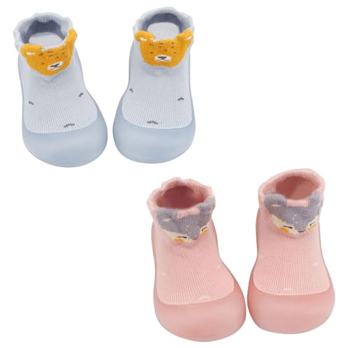 Generisch 25 Mädchen Kleinkind Baby Mädchen Socke Schuh Elastische Indoor Slipper Infant Erste Cartoon Katzen Weiche Sohle Gummi Schuhe Baby Turnschuhe Mädchen (Light Blue, 20) von Generisch