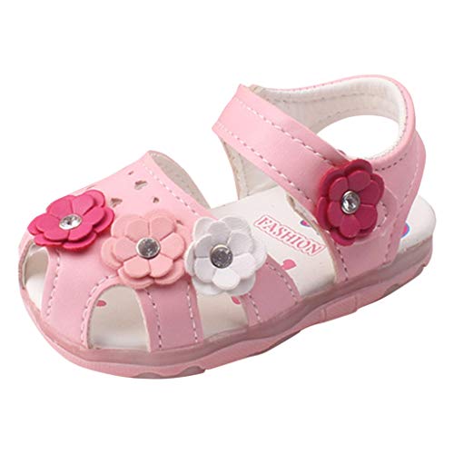 Generisch Anzug Kind Baby Blumen Mädchen Schuhe Sandalen Kleinkind Kind Kinder LED- leuchtende Baby Schuhe Herbstschuhe Kinder (Pink, 21 Toddler) von Generisch