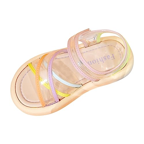 Generisch Baby Kleinkind Transparente bunte Riemen für Mädchen, PVC, weicher Boden, rutschfeste Sandalen, Strand, tägliche Freizeitschuhe Sandalen Kleinkind Junge (Pink, 31 Little Child) von Generisch