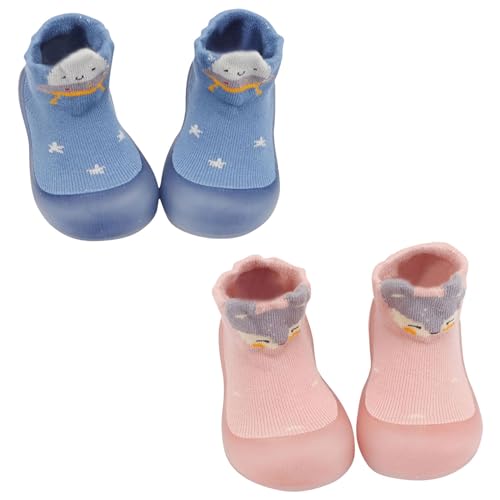 Generisch Baby Sommer Kleidung Mädchen Kleinkind Baby Mädchen Socke Schuh Elastische Indoor Slipper Infant Erste Cartoon Katzen Weiche Sohle Gummi Schuhe Sommer Damen Schuhe (Pink, 20) von Generisch