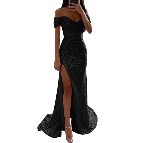 Generisch Ballkleider Damen Pailletten Abendkleider Elegant für Hochzeit Sexy Schulterfrei Hohe Taille Seitenschlitz Lang Kleid Maxikleid V-Ausschnitt Cocktailkleid Generisch Ballkleider Damen Pailletten Abendkleider Elegant für Hochzeit Sexy Schulterfrei Hohe Taille Seitenschlitz Lang Kleid Maxikleid V-Ausschnitt Cocktailkleid von Generisch