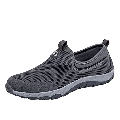 Generisch Bequeme Schuhe Herren Paar Herren New Spring Flying Knit Slip On Casual Sportschuhe für mittlere und ältere Menschen Herren Schuhe Sneaker High (Dark Gray, 42) von Generisch