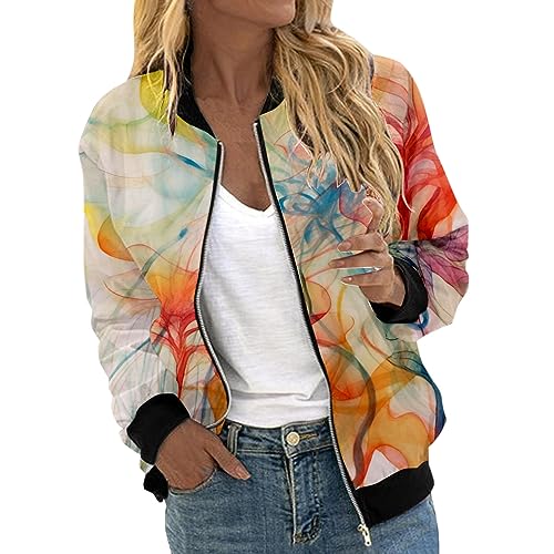 Generisch Damen Bomberjacke Leichte College Jacke Kurze Blouson Mit Reißverschluss Langarm Elegante Blumenmuster Casual Dünne Bomber Jacke Kurz Coat Frühling Sommerjacke Outwear Coat Multicolored M Generisch Damen Bomberjacke Leichte College Jacke Kurze Blouson Mit Reißverschluss Langarm Elegante Blumenmuster Casual Dünne Bomber Jacke Kurz Coat Frühling Sommerjacke Outwear Coat Multicolored M von Generisch