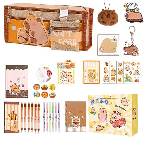 Generisch Capybara Stationery Set, Capybara Bleistiftkoffer, Capybara -Bleistiftbeutel, große Kapazität Tierstiftbeutel mit Fächern, Notizbücher, Haftnotizen, Aufkleber Generisch Capybara Stationery Set, Capybara Bleistiftkoffer, Capybara -Bleistiftbeutel, große Kapazität Tierstiftbeutel mit Fächern, Notizbücher, Haftnotizen, Aufkleber von Generisch