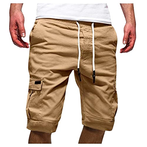 Generisch Cargo Shorts Herren Lässig Lose Sporthose Regulär Fit Sommerhose Vintage Kurze Hosen Einfarbig Baumwolle Cargohose Mit Taschen Freizeithose Weich Bequem Laufshorts Sommer Bermuda Short von Generisch