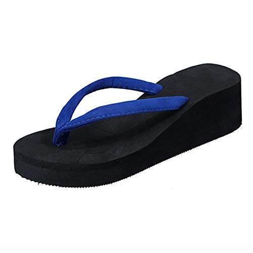 Generisch Damen Flip Flop Stoff | Hausschuhe 37-40 Mit Keilabsatz Zehensandalen Dicke Sohle Plateausandalen Rutschfest Strandsandalen Lässige Sandalen Badesandalen Bohemian Sandaletten Pantolette von Generisch