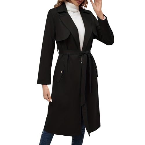 Generisch Damen Mantel lang mit Wasserfall-Schnitt | Trenchcoat mit Gürtel | weicher Dufflecoat Lange Jacken FüR Damen Damen Jacke Winter Kurz Generisch Damen Mantel lang mit Wasserfall-Schnitt | Trenchcoat mit Gürtel | weicher Dufflecoat Lange Jacken FüR Damen Damen Jacke Winter Kurz von Generisch