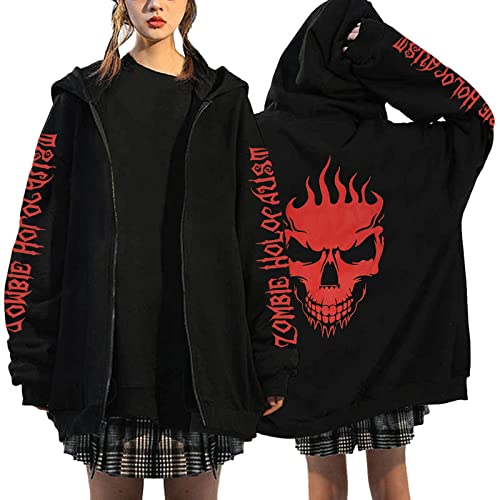 Generisch Damen Pullover Hoodie Langarm lässig Sweatshirt Womens Zip Hoodie Sweatshirt Gothic Jacke mit Taschen Damen Hoodie Pullover Kapuzenpullover Pulli Casual von Generisch