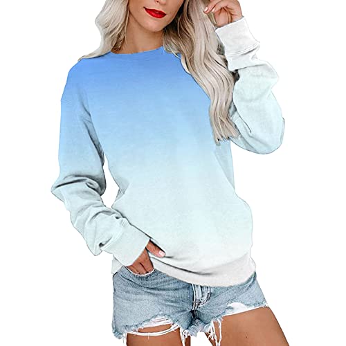 Generisch Damen Sweatshirt Pullover Langarm Shirt Tunika Rundhals Pulli Mädchen Locker Leichter Oberteile Sport Streetwear Langärmeliger ohne Kapuze Bluse Tops von Generisch