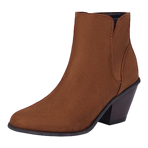 Generisch Damen Schnürstiefel Frauen Stiefel Halbstiefel Comfort Knöchel Schuhe Biker Boots Feuchtigkeitsabsorbierend mit Reißverschluss Mittelhohem von Generisch