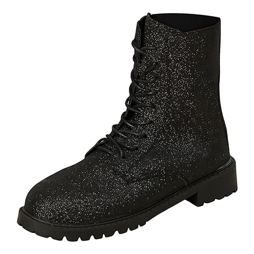 Generisch Damen Stiefeletten Stiefel Leder Halbstiefel Comfort Knöchel Schuhe Schnür-Boots Rindsleder Bequeme Low Heels Schuhe von Generisch