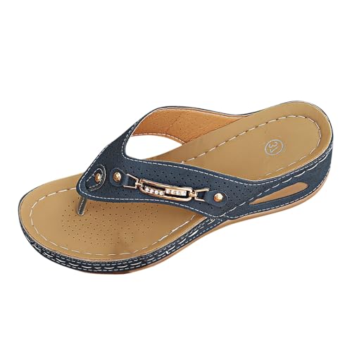 Generisch Damen Zehentrenner, Sommer Elegant Offene Schuhe Zehensandalen Weite H Bequem Frauen Flipflopssandalen Flip Flops Flach Leichte Freizeit Flip-Flops Zehentrenner von Generisch