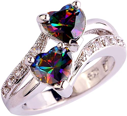 Generisch Der Ringe Figuren Set Kreativer personalisierter Farbiger Zirkon-Ring Stilvoller Ring-Verlobungsring Lampen-Ringe (1-Seven Colors, 7) von Generisch