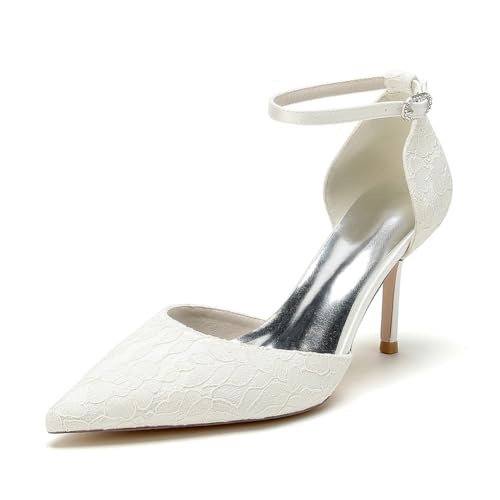 Generisch Elegante Damen Satin Brautschuhe High Heels Spitze Spitze Knöchelriemen Sandalen Party Hochzeitsschuhe rutschfeste Sommer Pumps,Elfenbein,40 EU Generisch Elegante Damen Satin Brautschuhe High Heels Spitze Spitze Knöchelriemen Sandalen Party Hochzeitsschuhe rutschfeste Sommer Pumps,Elfenbein,40 EU von Generisch