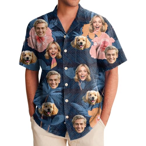 Generisch Hawaii Hemd Männer Damen, Personalisiert Hawaiihemd mit Gesicht Foto, Sommerhemd Strandhemd Kurzarm Generisch Hawaii Hemd Männer Damen, Personalisiert Hawaiihemd mit Gesicht Foto, Sommerhemd Strandhemd Kurzarm von Generisch