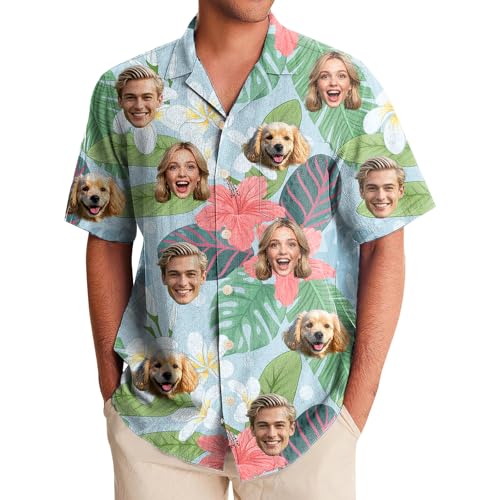 Generisch Hawaii Hemd Männer Damen, Personalisiert Hawaiihemd mit Gesicht Foto, Sommerhemd Strandhemd Kurzarm Generisch Hawaii Hemd Männer Damen, Personalisiert Hawaiihemd mit Gesicht Foto, Sommerhemd Strandhemd Kurzarm von Generisch