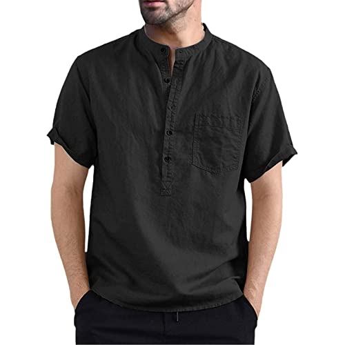 Generisch Herren Hawaiihemd Kurzarmhemd Sommer Hemd Freizeit Blumen Shirt Urlaub Strand Hemd Faltenfrei Button Down Hemden Regular Fit Hemd Herren Schwarz Outdoor Hemd Beige von Generisch