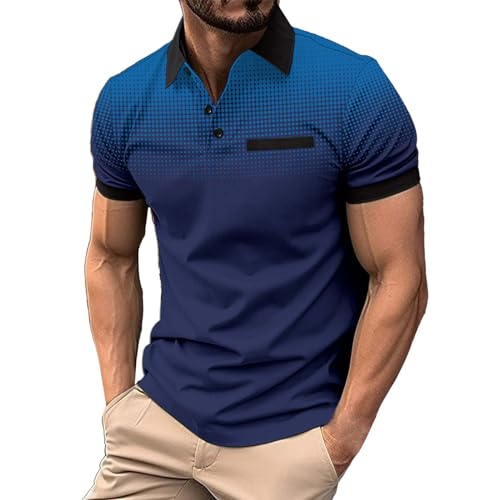 Generisch Herren Poloshirts Golfshirts Schnelltrocknend Atmungsaktiv Outdoor Funktionell Tennis Arbeit Casual Polo T-Shirts Tops Sport Poloshirt Herren Herren Poloshirt Kurzarm XXL von Generisch