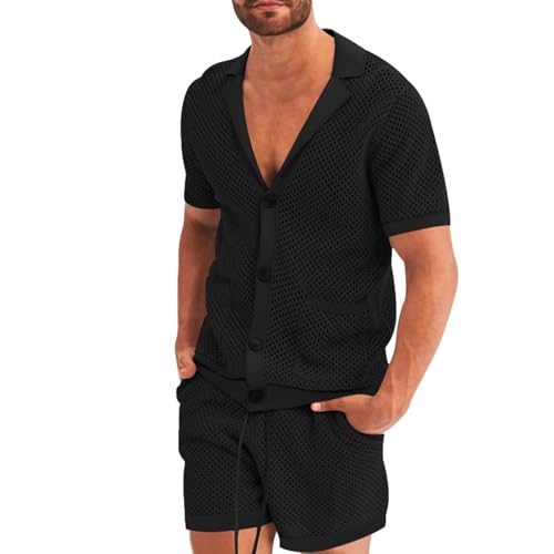 Generisch Herren Transparent Schlafanzug Set Mesh Pyjama Kurz Sexy Nachtwäsche Button Down Kurzarm Hemd Oberteil Boxershorts 2 Teilig Sommer Sleepwear Einfarbig Freizeitanzug Strand Outfit Generisch Herren Transparent Schlafanzug Set Mesh Pyjama Kurz Sexy Nachtwäsche Button Down Kurzarm Hemd Oberteil Boxershorts 2 Teilig Sommer Sleepwear Einfarbig Freizeitanzug Strand Outfit von Generisch