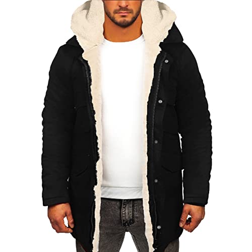 Generisch Herren Winter-Parka Winter-Jacke mit Kunstfell an der Kapuze Daunenmantel Herren Lang Herren Winterjacken Reduziert Gr.46 Wintermantel Herren Warm von Generisch