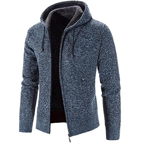 Generisch Jacke Herren, Winterjacke Herren Freizeit Lange Ärmel Warm Solide Farbe Mit Kapuze Jacken Tops Kordelzug Und Tasche jacke- Lang Parka College Jungen Größe 134 (XL, Blue) von Generisch