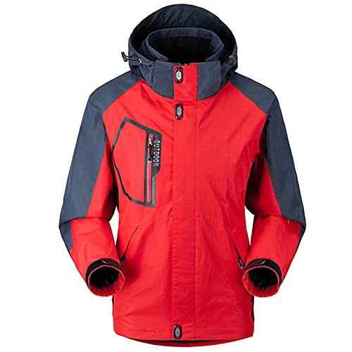 Generisch Jacke aus samt Outdoor-Kapuzensporttasche Bergsteigen Männer wasserdicht Ski Mäntel & Jacken Blouson Herren (Red, XL) von Generisch
