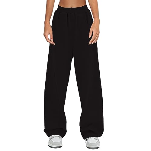 Generisch Jogginghose Damen, Sportleggins Lang Baggy Jeans Kompressionshose Pants Sommerhose Leicht Damen Jogginghose Sporthose Damen Strumpfhose Gefüttert Jogginghose Hose Weites Bein Schwarz, M von Generisch