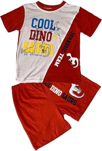 Generisch Jungen Kinder Sommerset T-Shirt und Shorts Kurzhosen 100% Baumwolle Rot 92-98 von Generisch