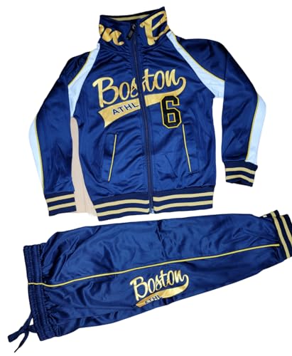 Generisch Kinder Jungen Jogginganzug Trainingsanzug Sportanzug Hose Jacke Set (Boston Blau, 110-116) von Generisch