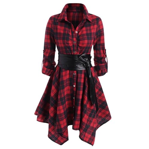 Generisch Kleid Kariert Damen Karierte Bluse Flanell Kleid Hemdkleid Hemdblusenkleid Blusenkleid Langarm Übergangskleid mit Gürtel Minikleid Freizeitkleider Party Tunika Dress Generisch Kleid Kariert Damen Karierte Bluse Flanell Kleid Hemdkleid Hemdblusenkleid Blusenkleid Langarm Übergangskleid mit Gürtel Minikleid Freizeitkleider Party Tunika Dress von Generisch