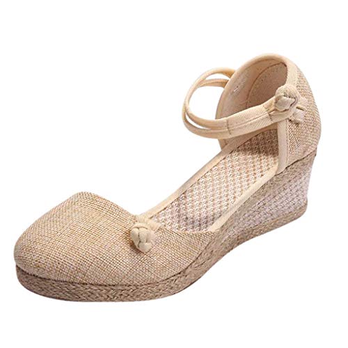 Generisch Leinen Sandalen Damen, Damen Espadrilles Sommer Keilabsatz Plateausandalen Mit Einstellbare Schnalle Stoff Sandale Bequem Keilsandaletten Boho Strick Sandale Atmungsaktive Sommerschuhe Generisch Leinen Sandalen Damen, Damen Espadrilles Sommer Keilabsatz Plateausandalen Mit Einstellbare Schnalle Stoff Sandale Bequem Keilsandaletten Boho Strick Sandale Atmungsaktive Sommerschuhe von Generisch