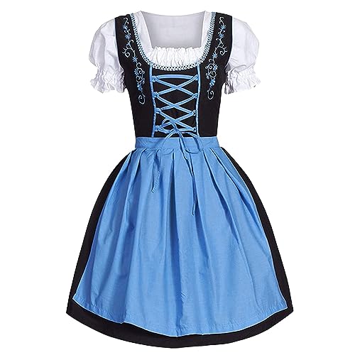 Generisch Oktoberfestkleid Spitzen Trachtenkleid Midi Frauen Cosplay Beer Kostüme Mit Eckigem Ausschnitt Sexy Trachtenkleid Formal Prom Costume Party Trendiger Stil Bier Mädchen Uniform von Generisch