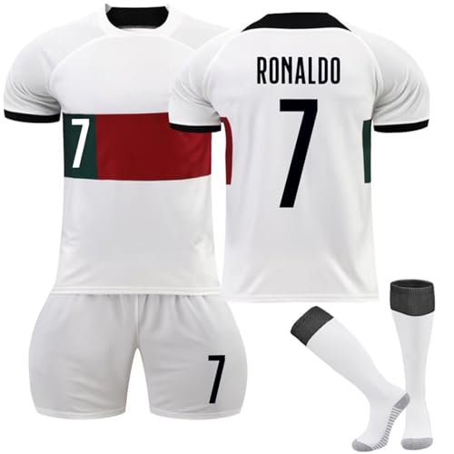 Generisch Portugal Nr.7 FußballTrikots Shorts Socken Set für Kinder/Erwachsene, Hause/Auswärts Nr.7 Fussball Trikots Trainingsanzug für Jungen Herren von Generisch