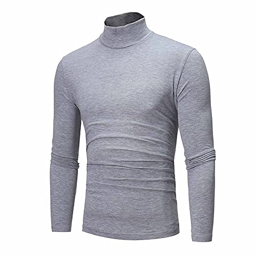 Generisch Pullover & Strickjacken Für Herren, Unterhemd Und Winter Rollkragen Langarm Fest Farbe Stretch Slim Fit Bottoming Bluse Top Pullover Mittelalter Kleidung Pullover (L, Gray) von Generisch