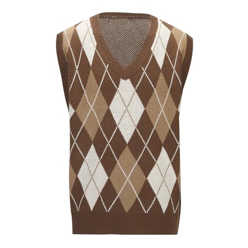 Generisch Pullunder Damen Strick V Ausschnitt Kariert Weste Mädchen Ärmellos Strick Casual Pullunder Strickweste Kurz Tank Top Karo Weste Herbst Freizeit Tops Damenpullover Generisch Pullunder Damen Strick V Ausschnitt Kariert Weste Mädchen Ärmellos Strick Casual Pullunder Strickweste Kurz Tank Top Karo Weste Herbst Freizeit Tops Damenpullover von Generisch