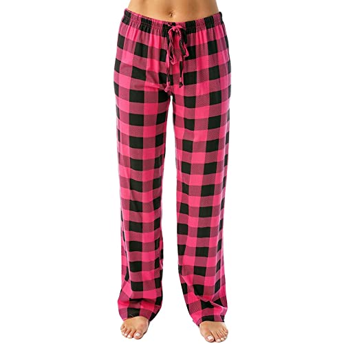 Generisch Pyjamahose Damen Lang Fleece Schlafanzug Damen Karierte Schlafhose Herren Matching Pyjamas Schlafanzug Damen Lang Weihnachten Schlafanzughose Kariert Pyjama Hose Kariert von Generisch