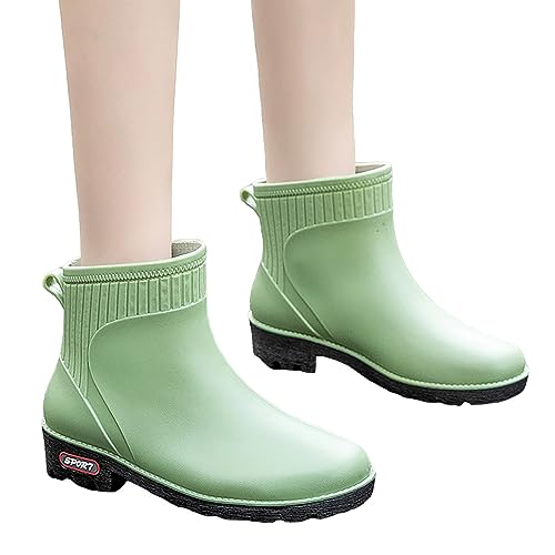 Generisch Regenschuhe Damen Stiefel Wasserdicht Kurze Barfuß Gummistiefel Wasserdichte Wasserdichte Stiefel Leichte Waterproof Boots Freizeit Waterproof Stiefel Segelstiefel Damen Grün,EU 37 von Generisch