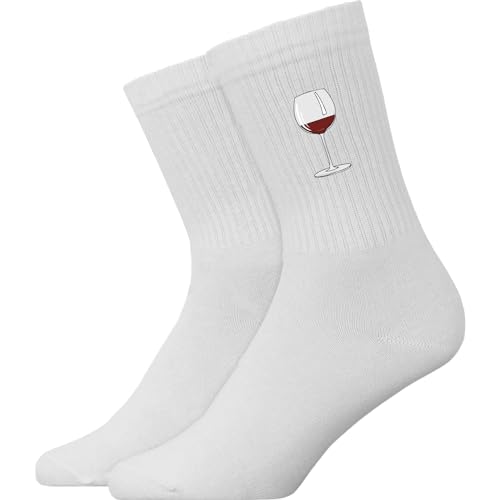Generisch Rotweinflasche - Atmungsaktive Sportsocken Tennissocken Crew Socks Baumwolle Socken von Generisch